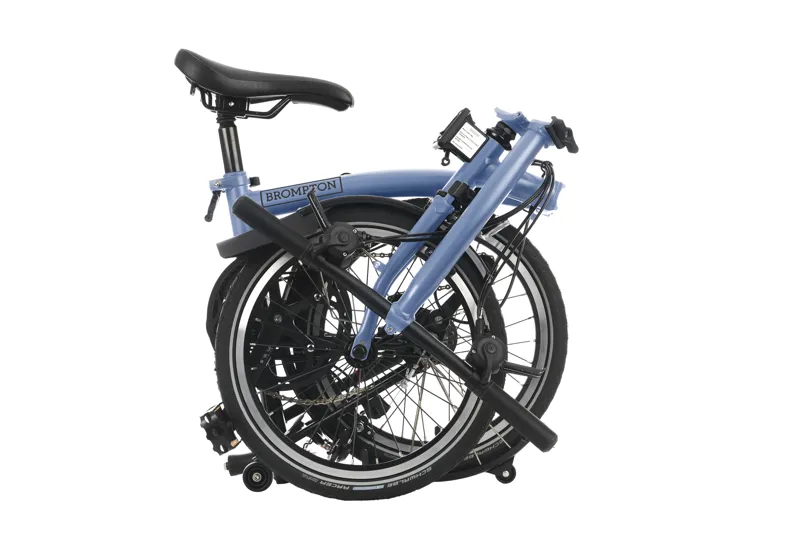 Brompton C Line Low Bar 6 Speed Bike with rack in Cloud Blue-2